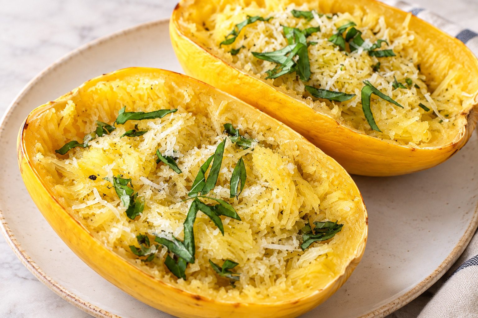 Parmesan Basil Spaghetti Squash